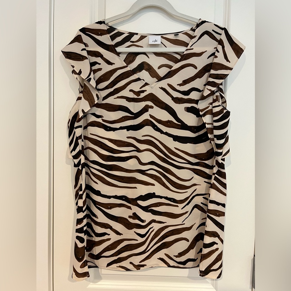 CAbi Zebra Print Sleeveless Blouse